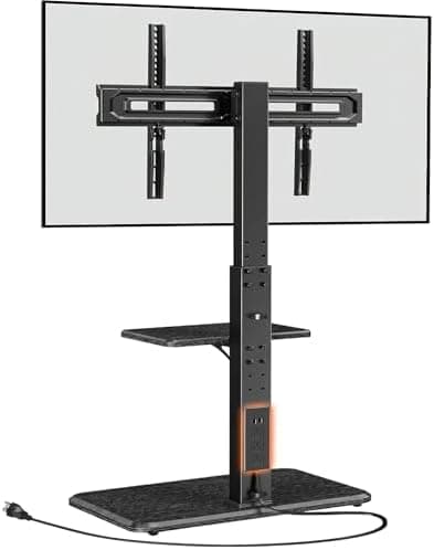 Perlegear Floor TV Stand with Power Outlet, Universal TV Stand for…
