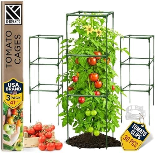Square Tomato Cage - Large Trellis Stakes and Plant Support Structures for Vegetables and Climbing Plants - Tall Tomato Cages for…