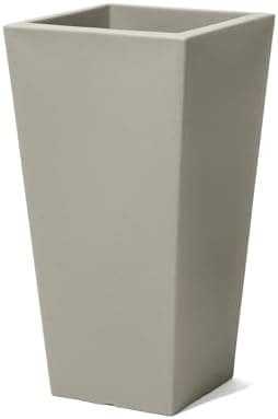 Step2 Tremont Tall Square Tapered Planter, 28 in Resin Planter, Self-Watering, Concrete