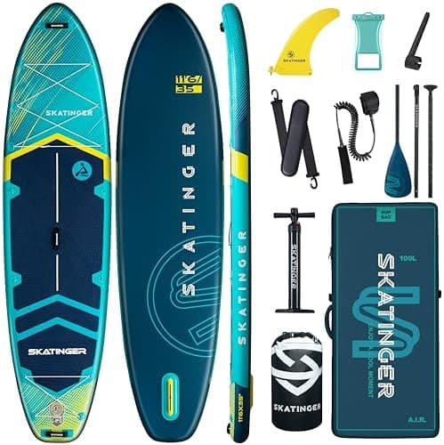 Skatinger 11'6×35" Super Wide Inflatable Paddle Board, Ultra Stable Stand Up Paddleboards for 450lb/3 People/Family/Big Size…