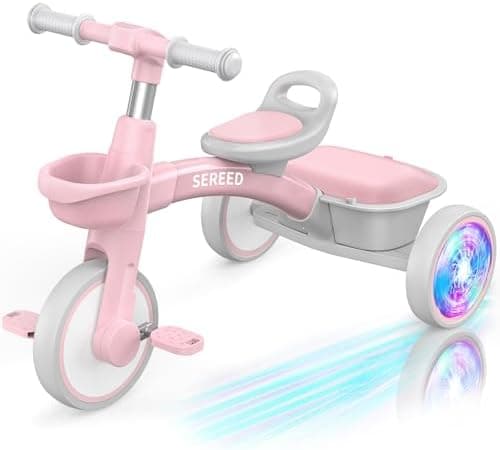 SEREED Colorful Lighting Toddler Tricycle for 2-5 Years Old Girls…