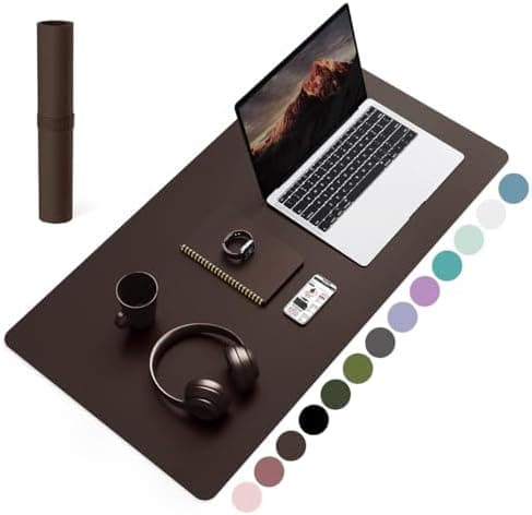 YSAGi Non-Slip Leather Desk Pad, Waterproof Laptop Computer Desk Keyboard Mat, Table Protector…