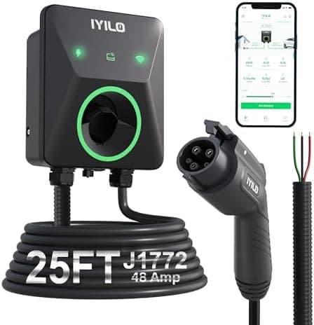 Level 2 EV Charger, 48Amp/11.5KW, J1772 Wall Electric Car Charger with Dual Temp Sensors(Exclusive), Wi-Fi(2.4 GHz), RFID, Smart…