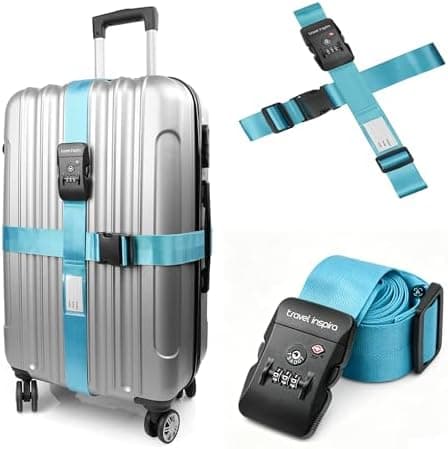 travel inspira Travel Inspira Luggage Straps with TSA Lock, 2 Pack TSA Approved Suitcase Belt, Heavy Duty Adjustable Cross Design…