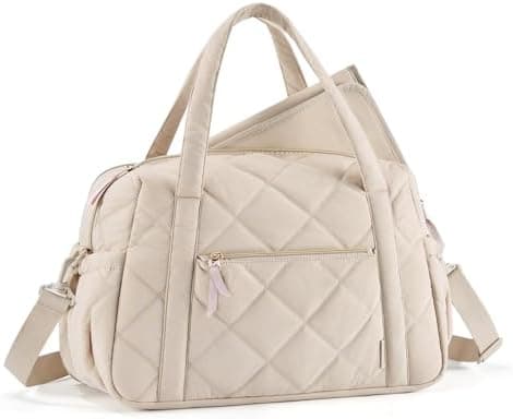 mommore Diaper Bag Tote Large Expandable Baby Travel Tote for 2 Kids Twins, Quilted Hospital Bag for Mom, Weekender