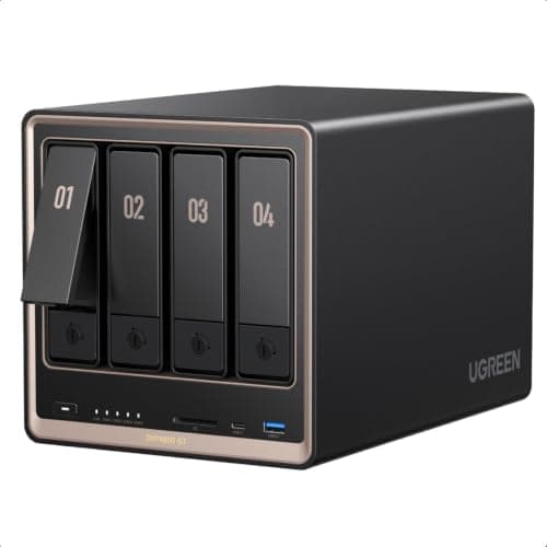UGREEN NAS DXP4800 GT 4-Bay Desktop Network Attached Storage, AMD R2514 CPU, 8GB DDR4 RAM, 2X 10GbE, 2X M.2 NVMe Slots, 4K HDMI…