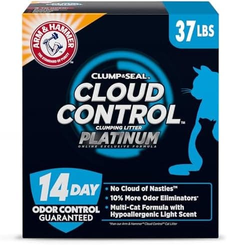 ARM & HAMMER Cloud Control Platinum Cat Litter, Multi-Cat Clumping Litter, Hypoallergenic and Dust-Free, 14-Day Odor Control, 37…