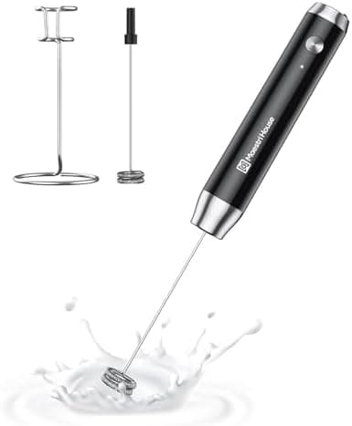 Maestri House Rechargeable Milk Frother with Stand, LunaFro Handheld Electric Foam Maker Waterproof Detachable Stainless Steel…