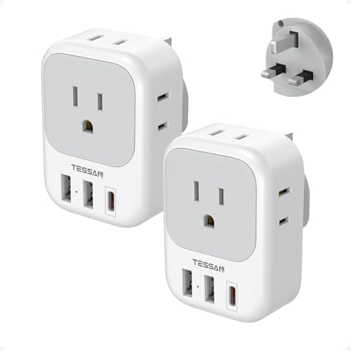 TESSAN UK Adapters for Travel 2 Pack, Type G US to UK Plug Adapter…
