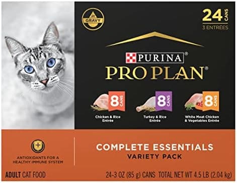 Purina Pro Plan Gravy, High Protein Wet Cat Food Variety Pack, Complete Essentials Chicken and Turkey Favorites - (Pack of 24) 3…