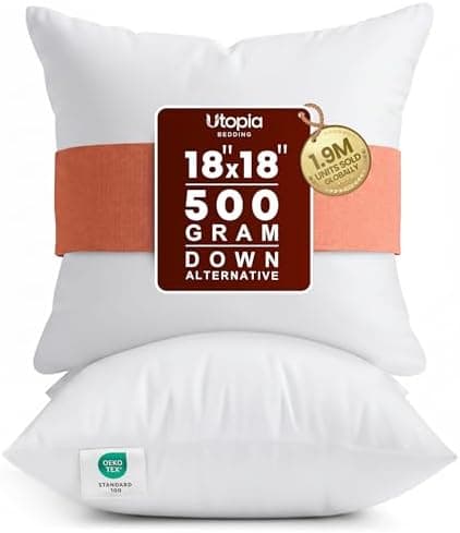Utopia Bedding 18x18 Pillow Inserts, Set of 2, White – Indoor Decorative Throw Pillows for Bed, Sofa & Couch – Soft, Supportive &…