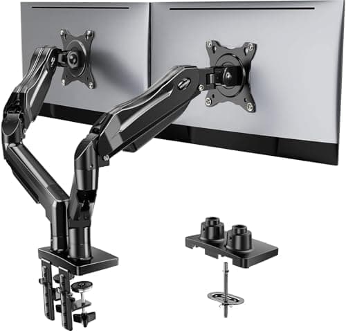 HUANUO FlowLift™ Dual Monitor Stand, Fully Adjustable Gaming Monitor Desk Mount for 13–32″ Computer Screens…