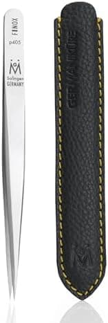 GERMANIKURE Professional Wide Grip Pointed Tweezers - FINOX Stainless Steel Sharp Professional Tweezers in…