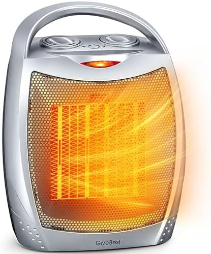 GiveBest Portable Electric Space Heater with Thermostat, 1500W/750W Safe and Quiet Ceramic Heater Fan, Heat…
