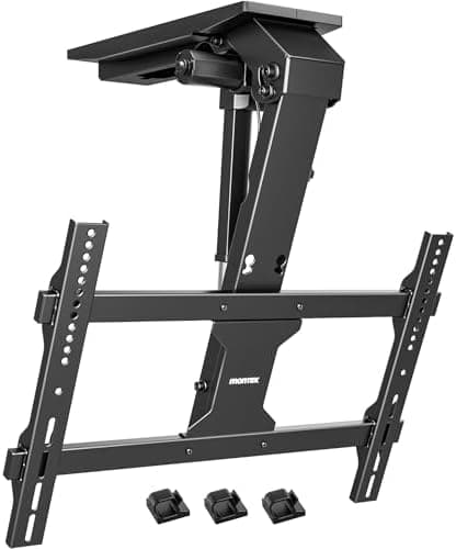 monTEK Motorized Ceiling TV Mount with Remote for 37-75 Inch TVs, Electric TV Mount Motorized Drop Down for Flat and Pitched…