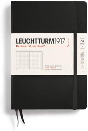 LEUCHTTURM1917 Notebook Hardcover Medium A5-251 Numbered Pages for Writing and Journaling (Black…