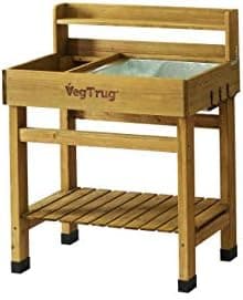 VegTrug Deluxe Cedar Potting Bench, Natural - Outdoor Workstation with Removable Metal Tray…