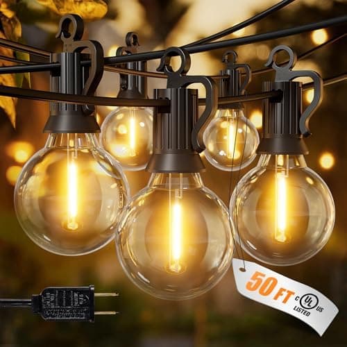 Brightown Outdoor String Lights, 50FT 25 G40 Bulbs Shatterproof Patio…