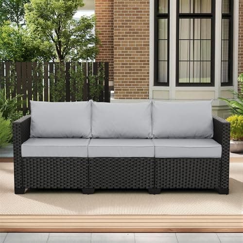 Rattaner Outdoor Furniture Outdoor Couch Patio Furniture 3-seat Sofa Deep Seat High Backrest with Waterproof Cover and Anti-Slip…