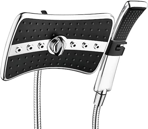 BRIGHT SHOWERS High Pressure Dual Shower Head Combo, Handheld Showerhead Rainfall Shower Head Combo with Black Face, 60 Inch Long…