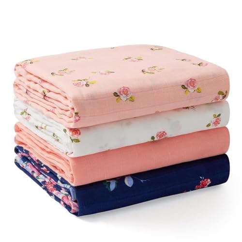 Momcozy Muslin Swaddle Blankets, 4-Pack Breathable and Skin-Friendly…