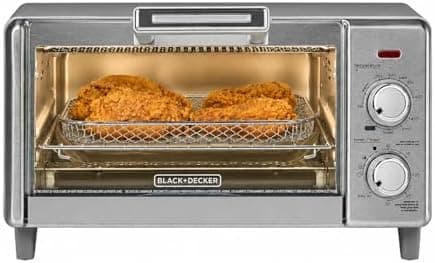 BLACK+DECKER Crisp 'N Bake Air Fry Countertop Convection Toaster Oven, Medium Capacity, 4-Slice, 5-in-1, Fits 9” Pizza, 30-Min…