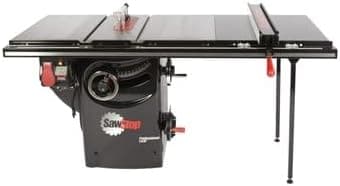SAWSTOP Professional Cabinet Saw 1.75HP, 36” Professional T-Glide Rip Fence, Rails & Extension Table (PCS175-TGP236)