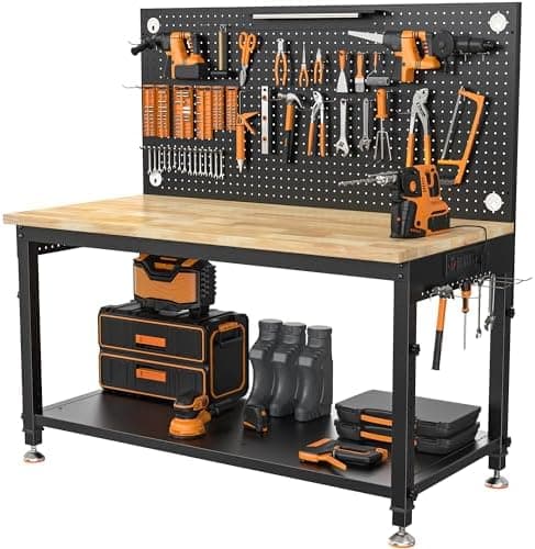 CAMMOO 48" Heavy Duty Work Bench Adjustable Height Max Load 2000 LBS…