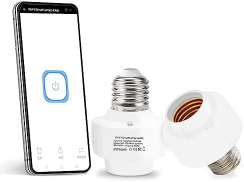 QIACHIP Smart WiFi Bulb Socket E26 E27 Light Bulb Adapter,Wireless Smart 2.4G Remote Control Lamp Base…
