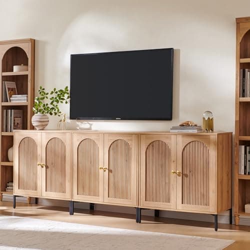 IFGET Modern TV Stands for 80 inch tvs, 92.63" W Wood Entertainment Center w/Adjustable Shelves, Mid Century…