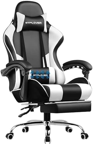 GTPLAYER Gaming Chair, Computer Chair with Footrest and Lumbar Support, Height Adjustable Game Chair with 360°-Swivel Seat and…