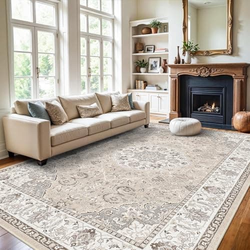 Washable Large 9x12 Area Rug - Living Room Oriental Non Slip Soft…