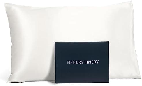 Fishers Finery 25mm 100% Pure Mulberry Silk Pillowcase, Good Housekeeping Winner (White, Standard)…