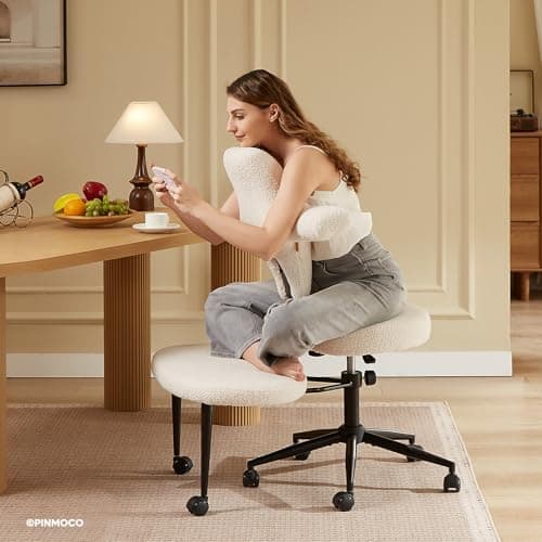 Pinmoco Ergonomic Cross Legged Office Chair Extra Wide for ADHD and Meditation, Kneeling Chair with 360° Swivel Wheels and…