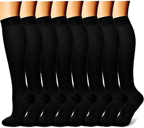 CHARMKING Compression Socks for Women & Men Circulation (8 Pairs) 15-20 mmHg is Best Support for Athletic…