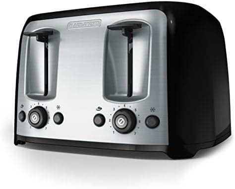 BLACK+DECKER 4-Slice Toaster, Extra Wide Slots, 7 Shade Settings, 1400 Watts, Frozen and Bagel Buttons, Toast Shade Selector…