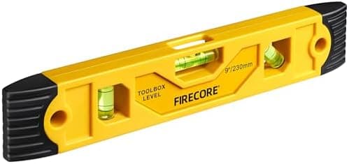 Torpedo Level Magnetic, Firecore 9 Inch Shockproof Small Leveler Tool with 3 Bubble Spirit Level 45 90 180 Degree, Construction…
