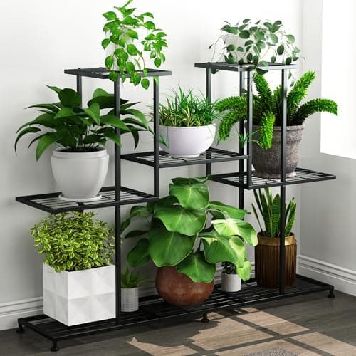 Twhep Metal Plant Stand, 5 Tiers Multifunctional Plant Stands for Indoor Plants, Decorative Black Steel Plant Shelf for Indoor…