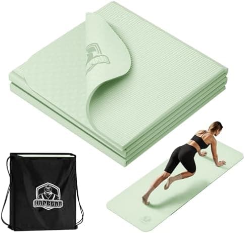 HAPBEAR Foldable Yoga Mat - 72"x24"x0.24" (6mm), Non-Slip TPE Exercise Mat for Home Workout, Yoga, Pilates,Stretching, & Travel…