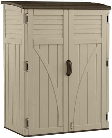 Suncast Outdoor Storage Shed, Water Resistant Resin Vertical Outdoor Storage Cabinet for Patio, Garden Tools, Cushions, &…