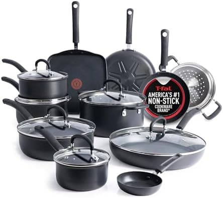 T-Fal Ultimate Hard Anodized Nonstick Pots and Pans Set 17 Piece…