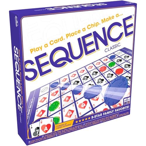SEQUENCE- Original SEQUENCE Game with Folding Board, Cards and Chips by Jax ( Packaging may Vary ) White…