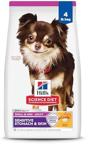 Hill's Science Diet Adult Sensitive Stomach & Skin Small & Mini Dry Dog Food, Chicken, 4 lb. Bag (Updated…