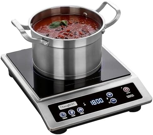 ChangBERT Induction Cooktop, Commercial Grade Portable Cooker, Large 8” Heating Coil, Premium Stainless Steel…