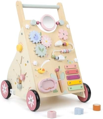 Pithfor Wooden Baby Walker, Baby Push Walker, Push Walker Toys for Babies Learning to Walk & Sit-to-Stand, with Montessori…