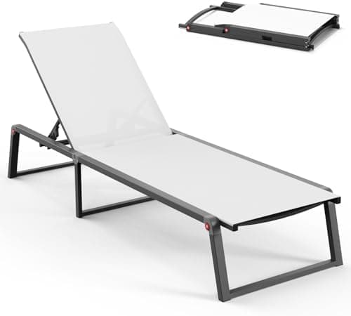 Aluminum Chaise Lounge Chair Outdoor, Foldable& No Assembly Patio…