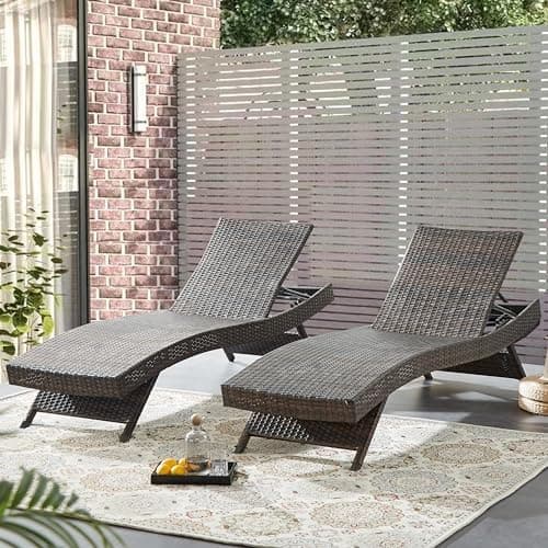 79'' Long Reclining Chaise Lounge Set (Set of 2), Outdoor Wicker Reclining Lounge Chair Patio Rattan Double Chaise Lounge Lawn…