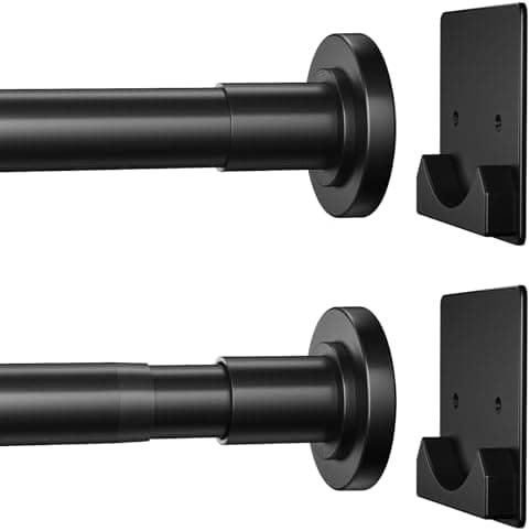 CorkLatta Matte Black Shower Curtain Rod,1 Inch Diameter Stainless Steel Adjustable Spring Tension Rods 32 to 80",with…