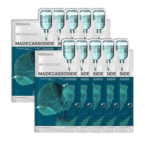 MEDIHEAL Essential Face Mask [Madecassoside] Blemish Repair 10 pcs. with 98% Purity Madecassoside & Hyaluronic Acid - Soothing…