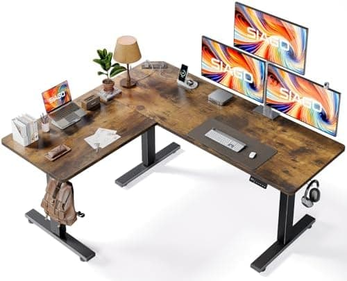 SIAGO L-Shaped Standing Desk - 63 x 55 Inch Adjustable Corner Standing Desk with Charging Station - L Shape Sit Stand Table with…